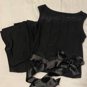 Haani Black Sleeveless Top with Embellished Detail